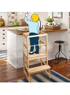 Solid Wood High Toddler Step Stool for Kids Fetching Footstool Ladder Lavatory Kitchen Helper Counter Washing Hands Woodgrain with Wide Pedal