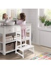 WishaLife Kids Kitchen Step Stool with Safety Rail Toddler Kitchen Stool for Toddlers 18 Months and Older Children Standing Tower Kids Wooden Step Stool Tower for Kitchen Counter Learning
