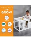 Y2 | Convertible 2-in-1 Learning Helper Tower & Toddler Desk with Chair | Kitchen Helper Stool for Toddlers | Toddler Tower | Bathroom Step Stool for Kids with Safety Rail | Easily Folding White