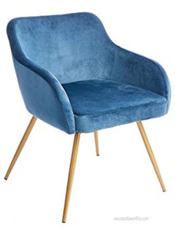 CangLong Accent Dinning Sofa Armchair Elegant Velvet Mid-Back Support Modern Upholstered Living Room Leisure Chairs for Bedroom Blue 1