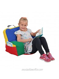 FDP SoftScape Relax-N-Read Bean Bag Chair with Supportive Back Rest and Storage Pockets Flexible Portable Alternative Seating for Toddlers Preschoolers and Kids Assorted