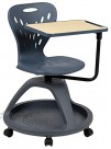 Flash Furniture Dark Gray Mobile Desk Chair with 360 Degree Tablet Rotation and Under Seat Storage Cubby