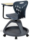 Flash Furniture Dark Gray Mobile Desk Chair with 360 Degree Tablet Rotation and Under Seat Storage Cubby