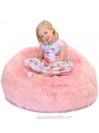 Fluffy Stuffs | Super Soft Furry Stuffed Animal Storage Bean Bag Chair Cover for Kids | Premium Plush Fur | Canvas Handle | Make Bedroom Clutter Comfortable and Fun for Children | Machine Washable