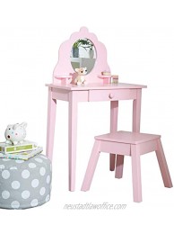 KidKraft Medium Wooden Vanity & Stool Pink Children's Furniture Kid's Bedroom Storage Gift for Ages 3-8