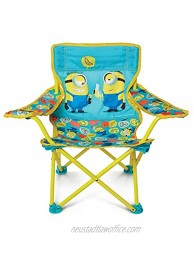 Minions 2 Foldable Camp Chair Fold N Go Chair Sturdy Metal Construction Easy to Open Handy Cup Holder Cleanable Materials Carrying Bag for Kids Ages 3+