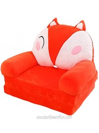 Olpchee Foldable Plush Children's Sofa Backrest Chair Cute Cartoon Infant Baby Seat for Living Room Bedroom Fox