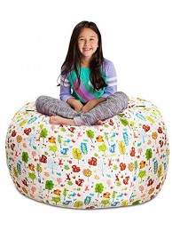 Posh Stuffable Kids Stuffed Animal Storage Bean Bag Chair Cover Childrens Toy Organizer X-Large 48" Canvas Animals Forest Critters