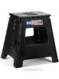 ACSTEP Step Stool 16 Inches Upgraded Folding Step Stool  Kitchen Stepping Stool Plastic Step Stool Foldable Step Stool for Adults,Black