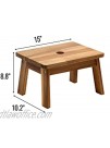 BEEFURNI Rectangular Top Sturdy Acacia Wood Seat Comfy Sitting Strong Legs Stools Footstool Rustic Solid Wooden Home Décor Stylish Kids Room Decorations Multifunction Short Step Stool Natural Color