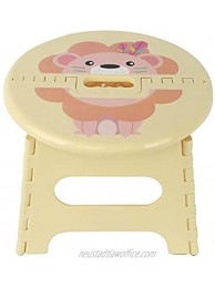 famobay Home Small Foldable Folding Step stools Round Cartoon Seat -11 Inches Wide & 9 Inches Tall 300 lbs Capacity Light Weight Plastic Design Orange Lion 1