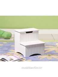 Kings Brand White Finish Wood Bedroom Step Stool with Storage