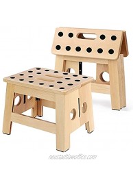 LIUGENG Folding Wooden Step Stool 8.8 Inch Non-Slip Wood Step Stool for Adults & Childs Kids Step Stool Wood Stepping Stool for Kitchen Living Room Bedroom Rest Foot Patented Product-1 Pack