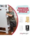 Play Platoon Toddler Kitchen Stool with Adjustable Height Wooden Step Stool Standing Tower for Kids Kitchen Counter Learning