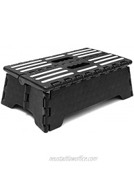 Portable Folding Step Stool 5” Lightweight Plastic Short Stool Sturdy and Safe Half Step Height Boost for Seniors and Kids One Flip Low Step Riser with Handle