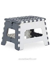 Relaxdays Folding Step Stool with Handle up to 120 kg Plastic 22.5 x 32 x 25 cm Grey White 1 Item