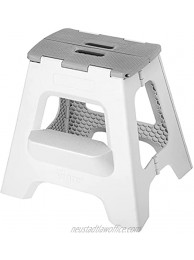 Vigar Compact Foldable 2-Step Stool 16 inches Lightweight 330-pound Capacity Non-Slip Folding Step Stool Gray