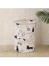19.7" Foldable Laundry Storage Basket,Nursery Hamper Round Canvas Waterproof Large Storage Basket Cute CartoonCats
