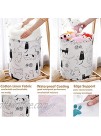 19.7" Foldable Laundry Storage Basket,Nursery Hamper Round Canvas Waterproof Large Storage Basket Cute CartoonCats