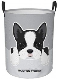 Foruidea Boston Terrier Puppy Dog Laundry Basket,Laundry Hamper,Collapsible Storage Bin,Waterproof Oxford Fabric Clothes Baskets,Nursery Hamper for Home,Office,Dorm,Gift Basket