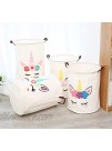 KUNRO Large Sized Round Storage Basket Waterproof Coating Organizer Bin Laundry Hamper for Nursery Clothes Toys Flower unicorn