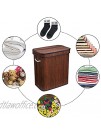Laundry Hamper with Lid Divided Clothes Hamper with Rope Handles Bamboo Laundry Basket with Removable Liner Bag Foldable Storage Basket for Laundry Room Bedroom 105L Brown
