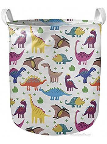 Poceacles Funny Dinosaurs Print Canvas Storage Basket for Nursery Storage Baby Hamper Easy Clean 18.516.1 inch Foldable Laundry Hamper Bucket Organizer