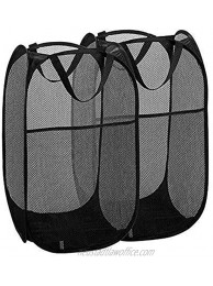 Pop Up Laundry Hamper Laundry Hamper Basket Foldable Dirty Clothes Hamper Travel Basket for Kids，Portable Durable Handles Mesh Laundry Hamper Large 2 Pack Black,MS20-ZYL-MSZG-1