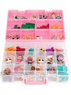 Bins & Things Toy Storage Organizer and Display Case Compatible with LOL Dolls Shopkins Calico Critters and LPS Figures Portable Adjustable Box w Carrying Handle