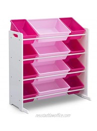 Delta Children Kids Toy Storage Organizer with 12 Plastic Bins White Pink