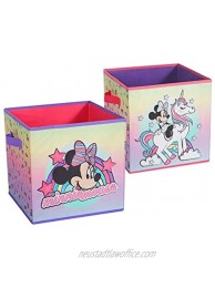 Idea Nuova Disney Minnie Mouse 2 Pack Collapsible Storage 11.5" Cubes with LED Lights