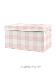 Sweet Jojo Designs Pink Buffalo Plaid Check Girl Small Fabric Toy Bin Storage Box Chest for Baby Nursery or Kids Room Blush and White Shabby Chic Woodland Rustic Country Farmhouse