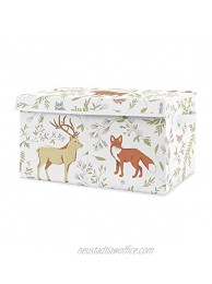 Sweet Jojo Designs Woodland Animal Toile Boy or Girl Small Fabric Toy Bin Storage Box Chest for Baby Nursery or Kids Room Grey Green and Brown Bear Deer Fox