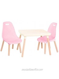 B. spaces – Kids Table and Chair Set – 1 Craft Table & 2 Kids Chairs – Natural Wooden Legs – Furniture for Kids – Pink & Ivory – 3 Years + BX2041C1Z