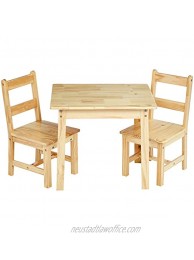 Basics Kids Solid Wood Table and 2 Chair Set Natural
