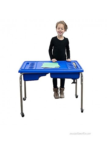 Children's Factory 1138-24 -1138 24" Lg. Neptune Double-Basin Table & Lid Set Preschool Homeschool Playroom Sensory Table for Toddlers Kids Sand and Water Table,Blue