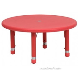 Flash Furniture 33'' Round Red Plastic Height Adjustable Activity Table