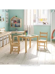 Flash Furniture Kids Solid Hardwood Table and Chair Set for Playroom Bedroom Kitchen 3 Piece Set Natural