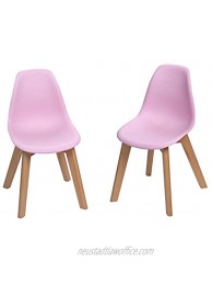 Gift Mark Childrens Chairs Set of 2 Modern Style Kid's Chairs Wooden Hand Made Construction Armless Childs Activity Seats Pink