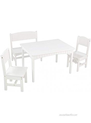 KidKraft Nantucket Wooden Table with Bench and 2 Chairs Children's Furniture White Gift for Ages 3-8