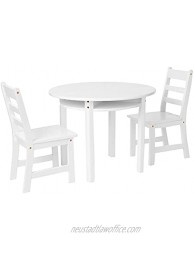 Lipper International Child's Round Table with Shelf and 2 Chairs White