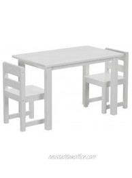Maxtrix Solid Hardwood Kids' Table and Chair Set Two Chairs White