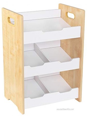 KidKraft Wooden Angled Bin Unit with Five Compartments and Side Handles Natural & White Gift for Ages 3+