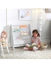 KidKraft Wooden Sling Shelf Bookcase White and Gray Chevron Pattern Canvas Fabric Kids Bookshelf Young Reader Support Gift for Ages 3+