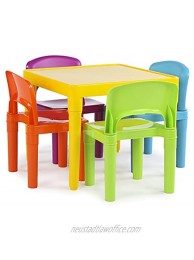 Humble Crew Kids Plastic 4 Set Yellow Table Vibrant Chairs