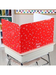 Really Good Stuff Large Privacy Shields for Student Desks – Set of 12 Gloss Study Carrel Reduces Distractions Keep Eyes from Wandering During Tests Red with School Supplies Pattern