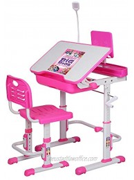SMAGREHO Kids Desk and Chair Set Upgrade Easy Height Adjustable Childs School Study Writing Tables with Tilt Desktop LED Light Storage Drawer Bookstand Pink-1