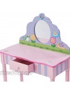 Fantasy Fields Magic Garden Play Vanity Table and Stool Set with Real Mirror | Kids Wooden Furniture,Pink
