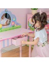 Fantasy Fields Magic Garden Play Vanity Table and Stool Set with Real Mirror | Kids Wooden Furniture,Pink