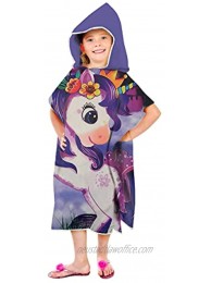 Alottagifts Age 3-6 Unicorn Towel Hooded Super Soft and Absorbent Kids Hooded Towel for Pool Bath Beach and Swim  Unicorn Castle